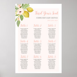 Lemon pink Baby Shower Girl Seekarte Poster