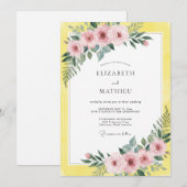 Lemon Pink Bloom Hochzeit Einladung (Vorne/Hinten)
