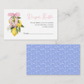 Lemon Pink Bow Coquette Babydusche Windelwanne Begleitkarte (Vorne/Hinten)