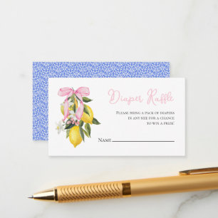 Lemon Pink Bow Coquette Babydusche Windelwanne Begleitkarte