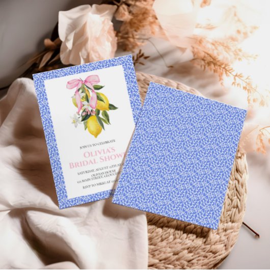 Lemon Pink Bow Coquette Brautparty Einladung