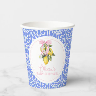 Lemon Pink Bow La Dolce Vita Baby Dusche Pappbecher