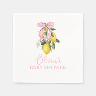 Lemon Pink Bow La Dolce Vita Baby Shower Serviette