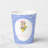 Lemon Pink Bow Preppy 1. Geburtstag Pappbecher (Vorderseite)