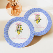 Lemon Pink Bow Preppy 1. Geburtstag