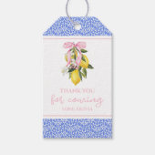 Lemon Pink Bow Preppy Baby Dusche Geschenkanhänger (Vorderseite)