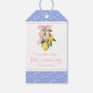 Lemon Pink Bow Preppy Baby Dusche Geschenkanhänger