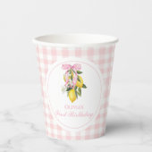 Lemon Pink Bow Preppy Coquette 1. Geburtstag Pappbecher (Vorderseite)