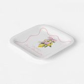 Lemon Pink Bow Preppy Coquette 1. Geburtstag Pappteller (Gewinkelt)