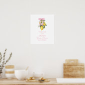 Lemon Pink Bow preppy Coquette Baby Shower welcome Poster (Küche)