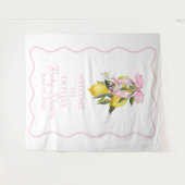 Lemon Pink Bow preppy Coquette Baby Shower welcome Wandteppich (Vorderseite (Horizontal))