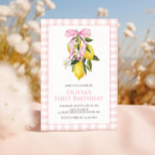 Lemon Pink Bow Preppy Coquette Geburtstag Einladung