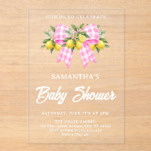 Lemon & Pink Gingham-Schleifen-Baby-Party