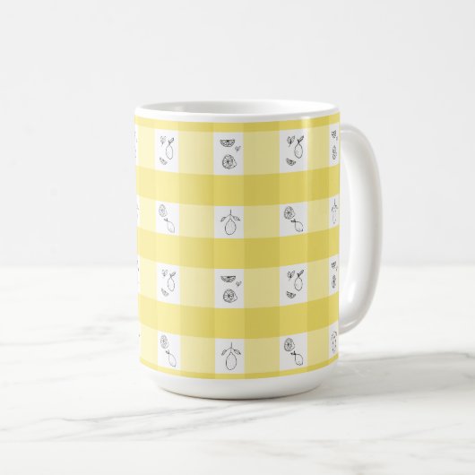 Lemon Plaid Monogram Kaffeetasse (VorderseiteRechts)