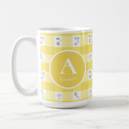 Lemon Plaid Monogram Kaffeetasse
