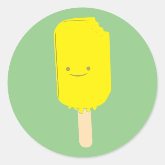 Lemon Popsicle Cartoon Zeichnend Runder Aufkleber (Vorderseite)