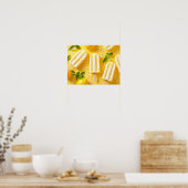 Lemon Popsicle Summer Food Pattern Yellow Poster (Küche)