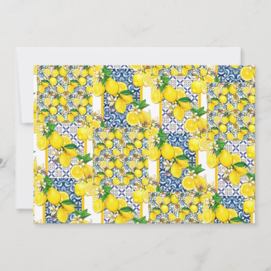 Lemon Portugiesisch Azulejo Mittelmeer Santorini Einladung (Vorderseite)
