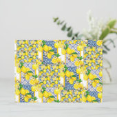 Lemon Portugiesisch Azulejo Mittelmeer Santorini Einladung (Stehend Vorderseite)