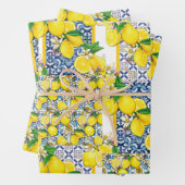 Lemon Portugiesisch Azulejo Mittelmeer Santorini Geschenkpapier Set (Beispiel)