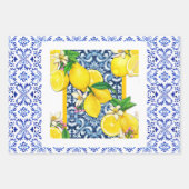 Lemon Portugiesisch Azulejo Mittelmeer Santorini Geschenkpapier Set (Vorderseite 3)