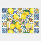 Lemon Portugiesisch Azulejo Mittelmeer Santorini Geschenkpapier Set (Vorderseite 2)