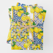 Lemon Portugiesisch Azulejo Mittelmeer Santorini Geschenkpapier Set (Beispiel)