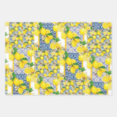 Lemon Portugiesisch Azulejo Mittelmeer Santorini Geschenkpapier Set (Vorderseite)