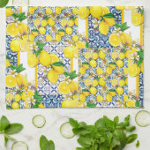 Lemon Portugiesisch Azulejo Mittelmeer Santorini Geschirrtuch (Gefaltet)
