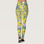 Lemon Portugiesisch Azulejo Mittelmeer Santorini Leggings (Rückseite)