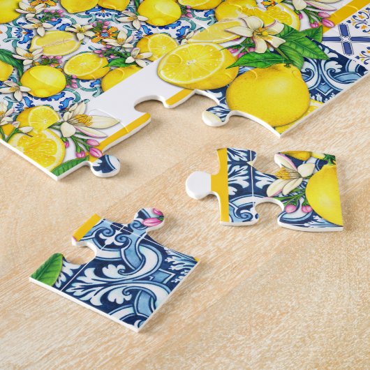 Lemon Portugiesisch Azulejo Mittelmeer Santorini Puzzle (Seite)