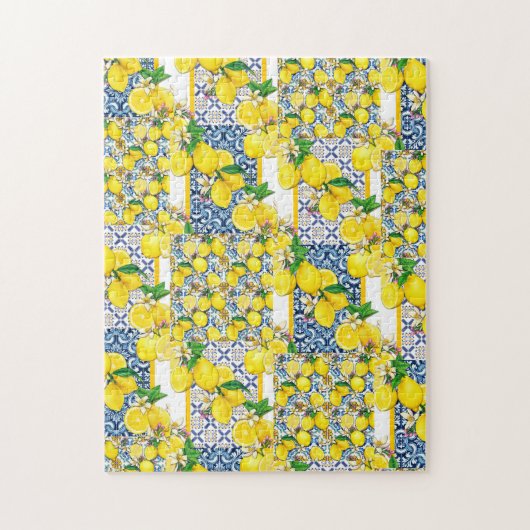 Lemon Portugiesisch Azulejo Mittelmeer Santorini Puzzle (Vertikal)