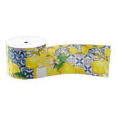 Lemon Portugiesisch Azulejo Mittelmeer Santorini Ripsband (Spule)