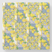 Lemon Portugiesisch Azulejo Mittelmeer Santorini Steinuntersetzer (Vorderseite)