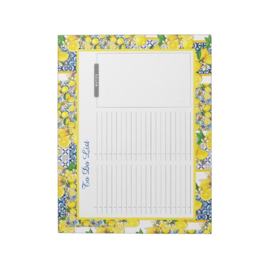 Lemon Portugiesisch Azulejo Mittelmeer zu tun List Notizblock (Rotiert)