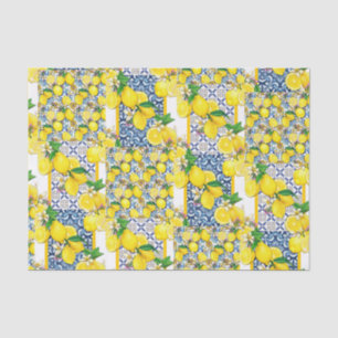 Lemon Portuguese Azulejo Mediterranean Santorini  Seidenpapier