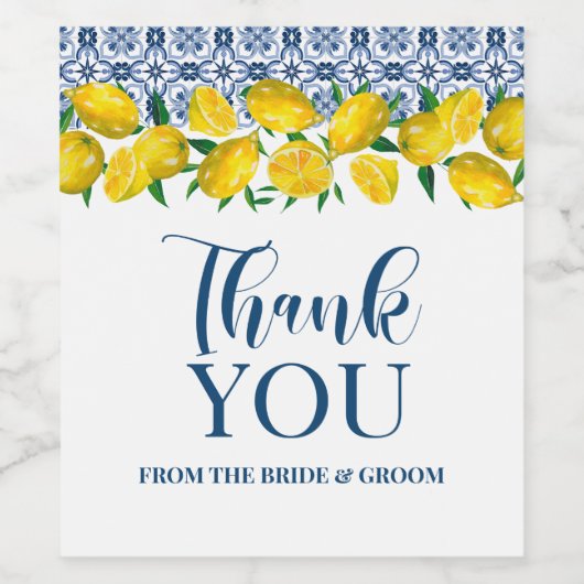 Lemon Positano Italian Blue Tile Weinetikett (Einzelnes Label)