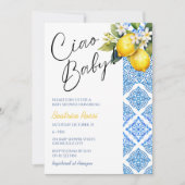 Lemon Positano Italienische Babydusche Amalfi Tile Einladung (Vorderseite)