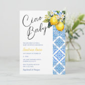 Lemon Positano Italienische Babydusche Amalfi Tile Einladung (Stehend Vorderseite)