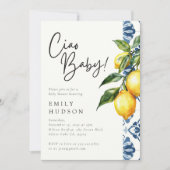 Lemon Positano Italienische Babydusche Einladung (Vorderseite)