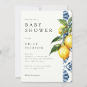 Lemon Positano Italienische Babydusche Einladung (Vorderseite)