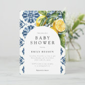 Lemon Positano Italienische Babydusche Einladung (Stehend Vorderseite)