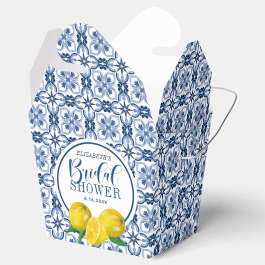 Lemon Positano - Italienischer Blue Tile Favor Box Geschenkschachtel (Geöffnet)