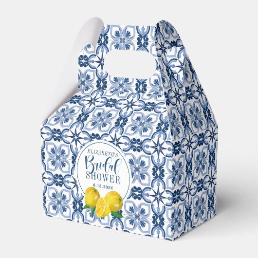 Lemon Positano - Italienischer Blue Tile Favor Box Geschenkschachtel (Vorderseite)