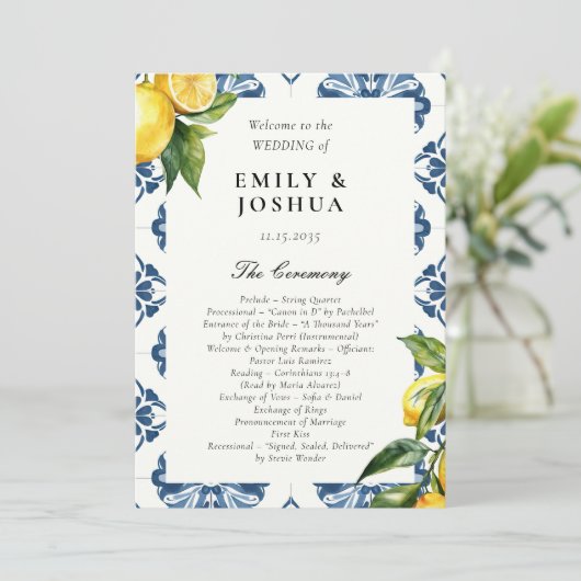 Lemon Positano Italienisches Hochzeitsfeierungspro Programm (Stehend Vorderseite)