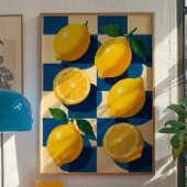 Lemon Poster Art, lebhafte Retro Küche Wanddekorat