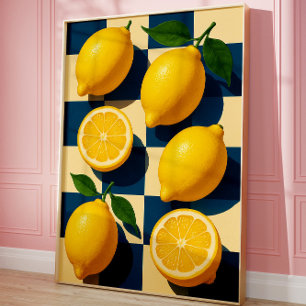 Lemon Poster Art, lebhafte Retro Küche Wanddekorat