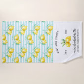 Lemon Print | Citrus Bachelorette Weekend Strandtuch (Vorderseite)