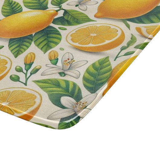 Lemon Print Glass Chopping Board Schneidebrett (Ecke)