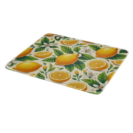 Lemon Print Glass Chopping Board Schneidebrett (Ecke)